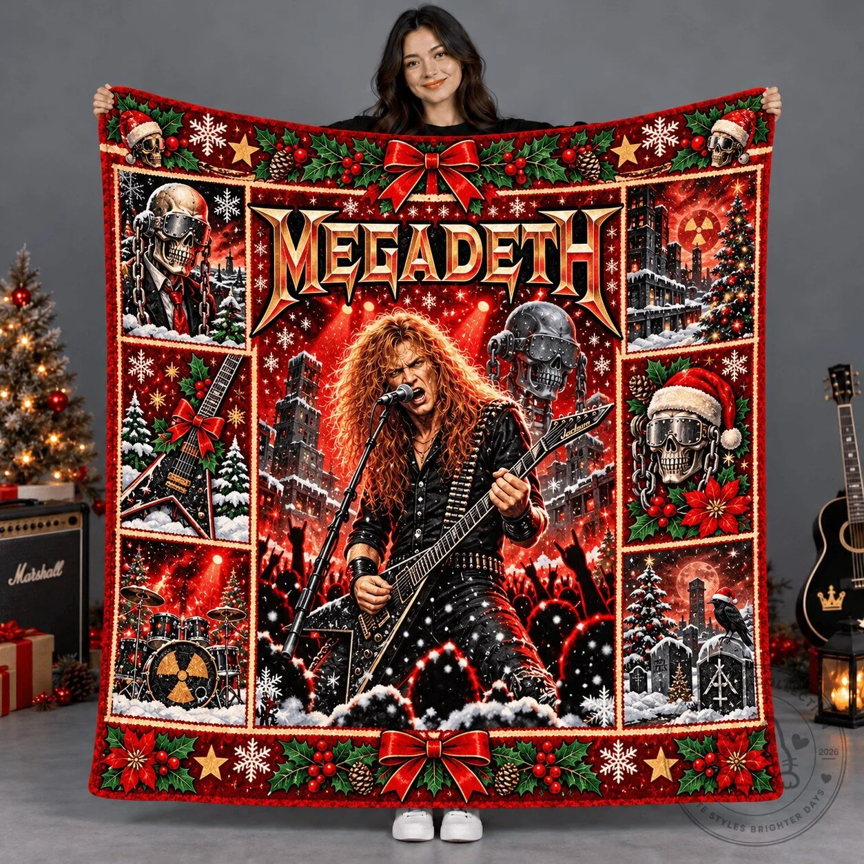Megadeth Heavy Metal Christmas Concert Holiday Fleece Blanket