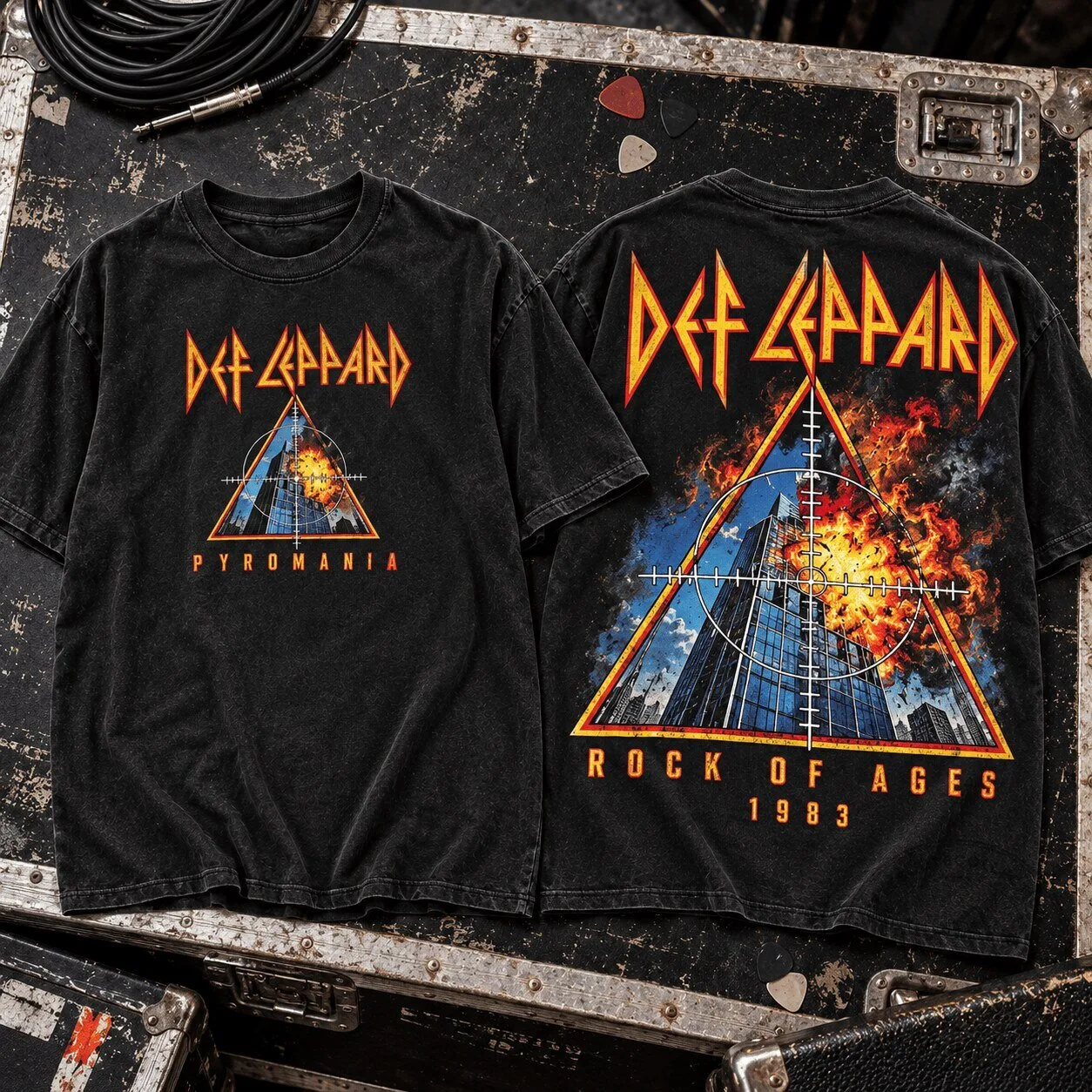 Def Leppard Pyromania Rock of Ages 1983 Album Art Graphic T-Shirt 5 Def Leppard Pyromania Rock of Ages 1983 Album Art Graphic T-Shirt