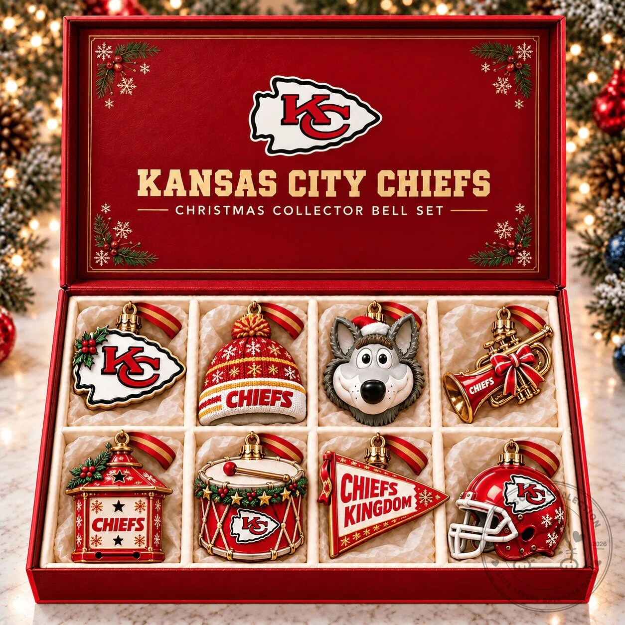 Kansas City Chiefs Christmas Collector Bell Set Holiday Ornament Collection 3 Kansas City Chiefs Christmas Collector Bell Set Holiday Ornament Collection