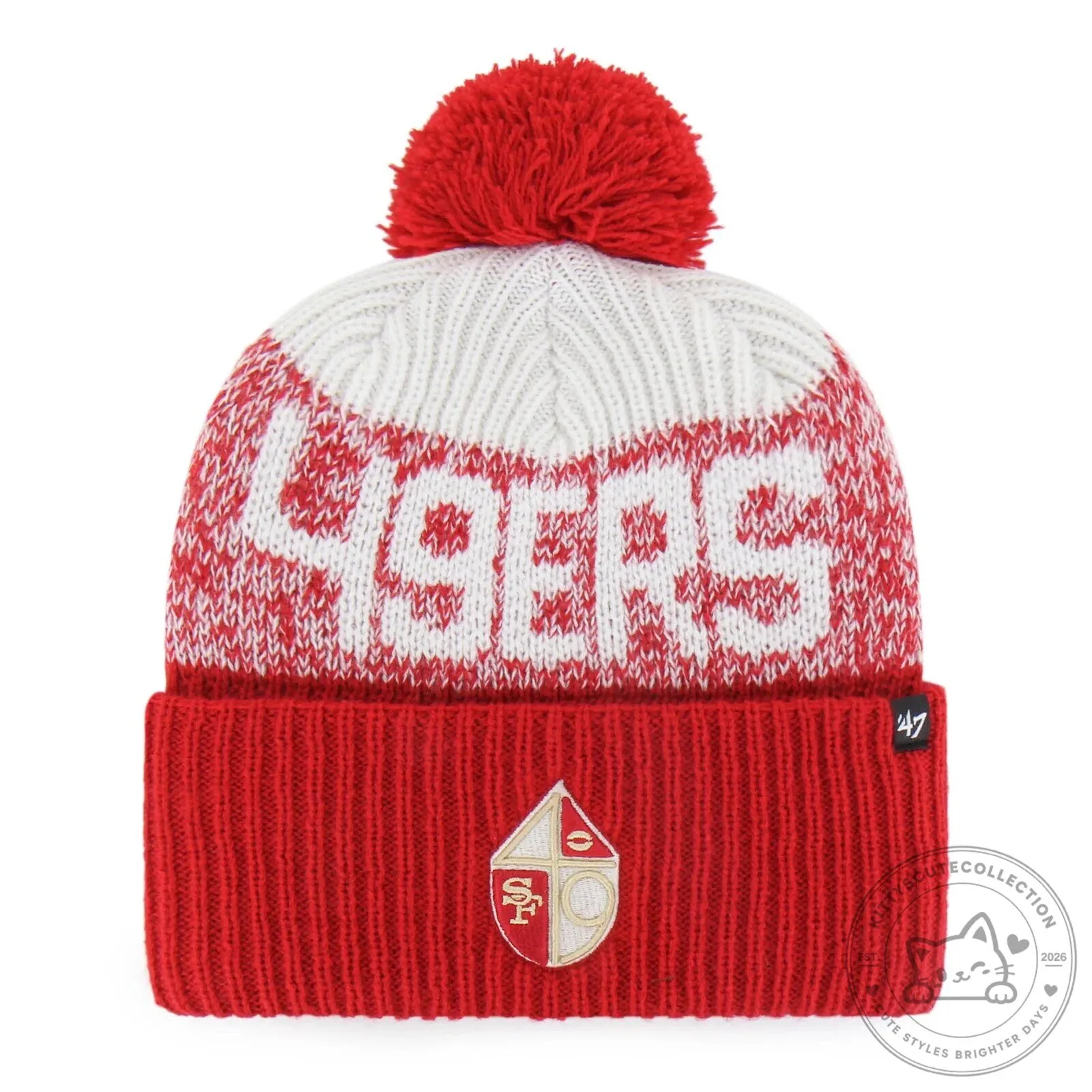 San Francisco 49ers NFL Football Team Red Pom Knit Beanie Cap Hat
