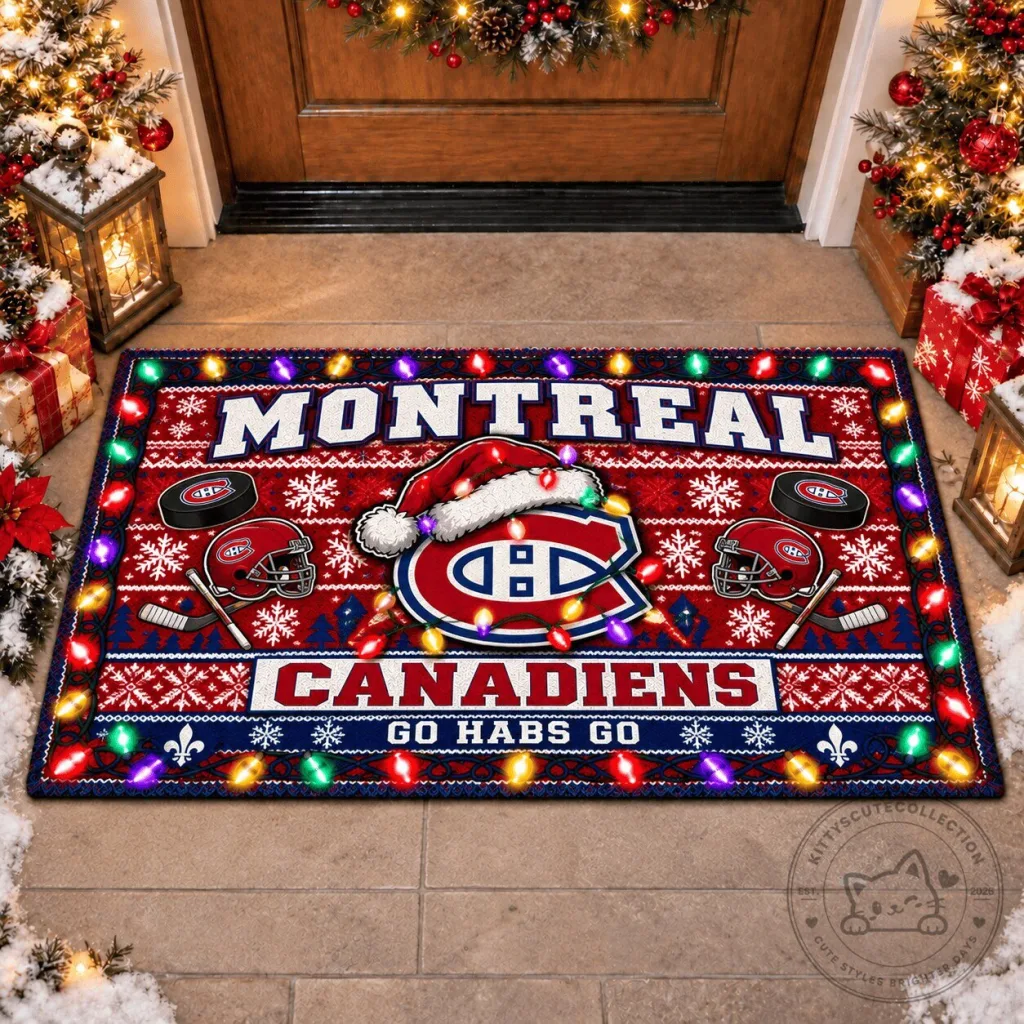 Montreal Canadiens Christmas Holiday Hockey Team Doormat Montreal Canadiens Christmas Holiday Hockey Team Doormat