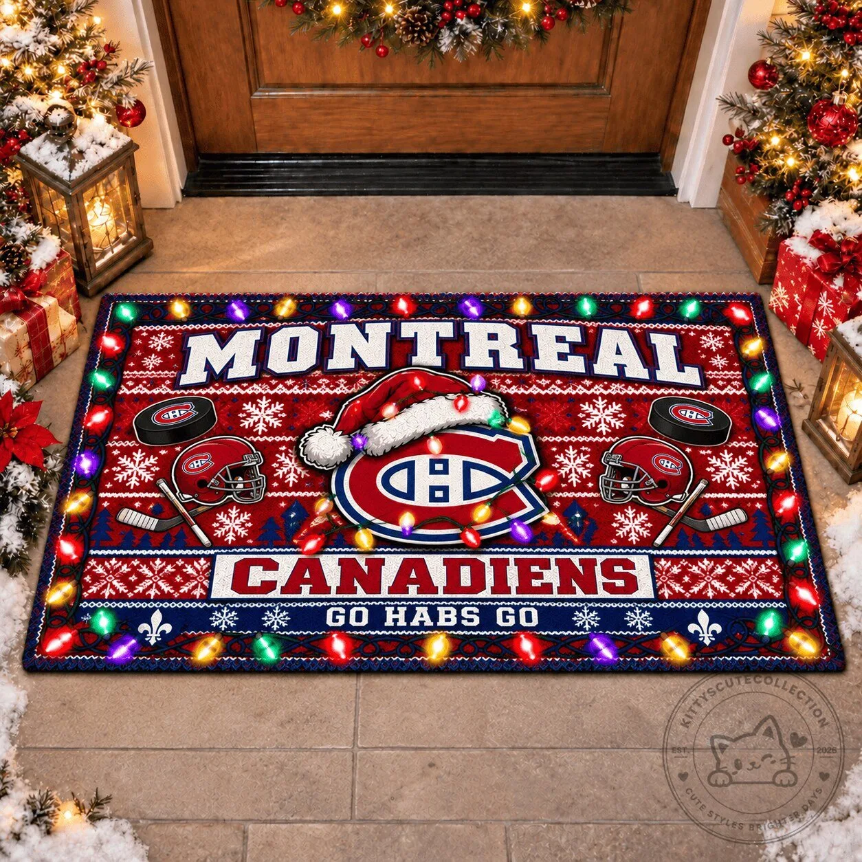 Montreal Canadiens Christmas Holiday Hockey Team Doormat 1 Montreal Canadiens Christmas Holiday Hockey Team Doormat