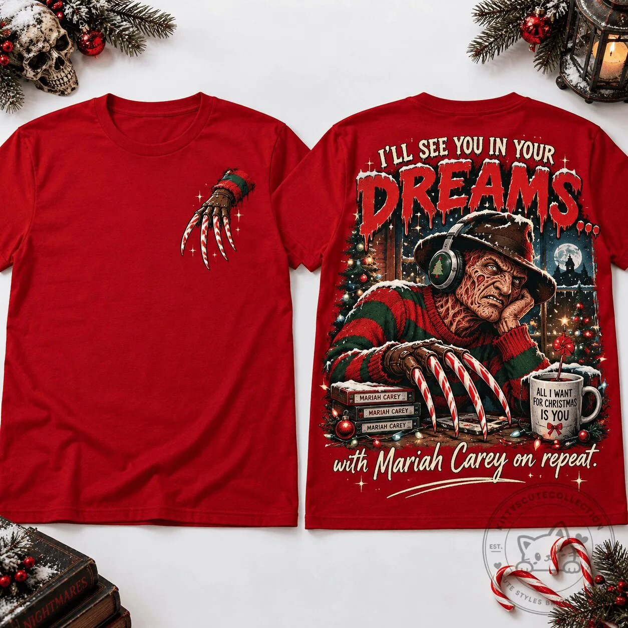 A Nightmare on Elm Street Freddy Krueger Christmas Dreams T-Shirt 1 A Nightmare on Elm Street Freddy Krueger Christmas Dreams T-Shirt