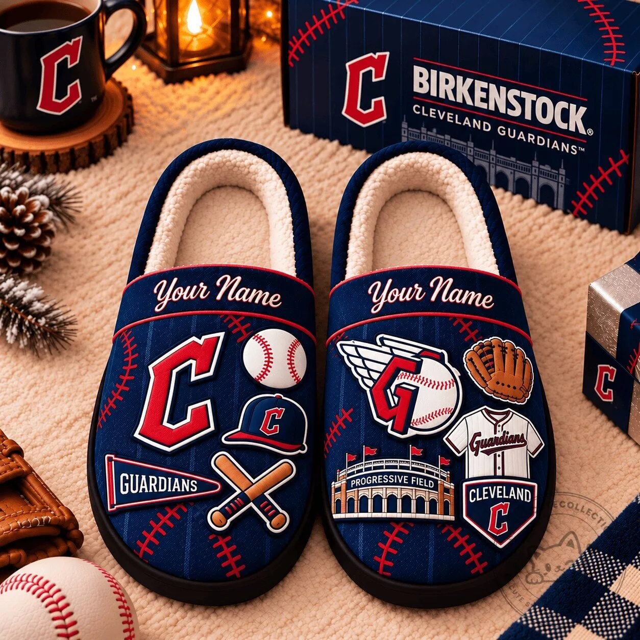 Cleveland Guardians MLB Game Day Personalized Name Slippers