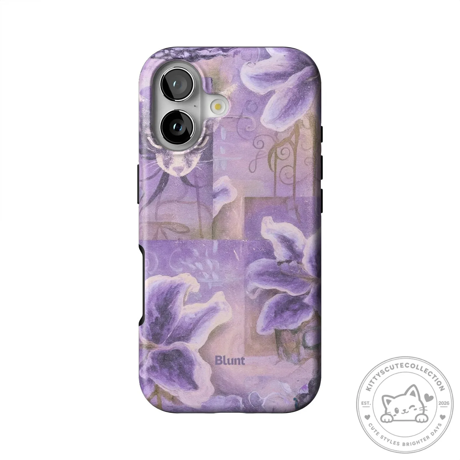 Lavender Irideska Floral Pattern iPhone Case with Blunt Logo