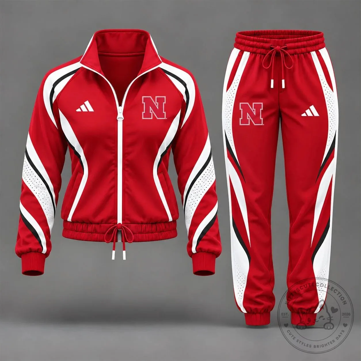 Nebraska Cornhuskers Red and White Victory Lane Tracksuit Jacket and Pants Set