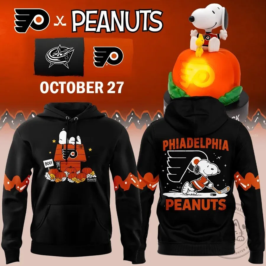 Philadelphia Flyers Peanuts Snoopy Halloween Pumpkin Black Hoodie 7 Philadelphia Flyers Peanuts Snoopy Halloween Pumpkin Black Hoodie