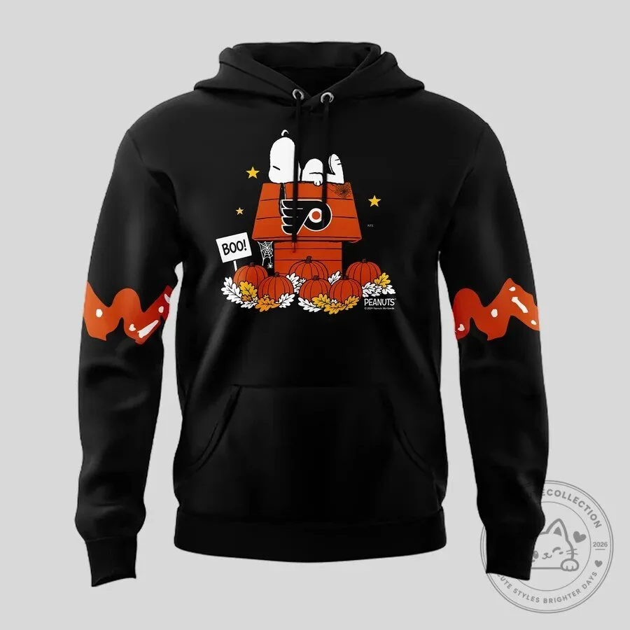 Philadelphia Flyers Peanuts Snoopy Halloween Pumpkin Black Hoodie 8 Philadelphia Flyers Peanuts Snoopy Halloween Pumpkin Black Hoodie