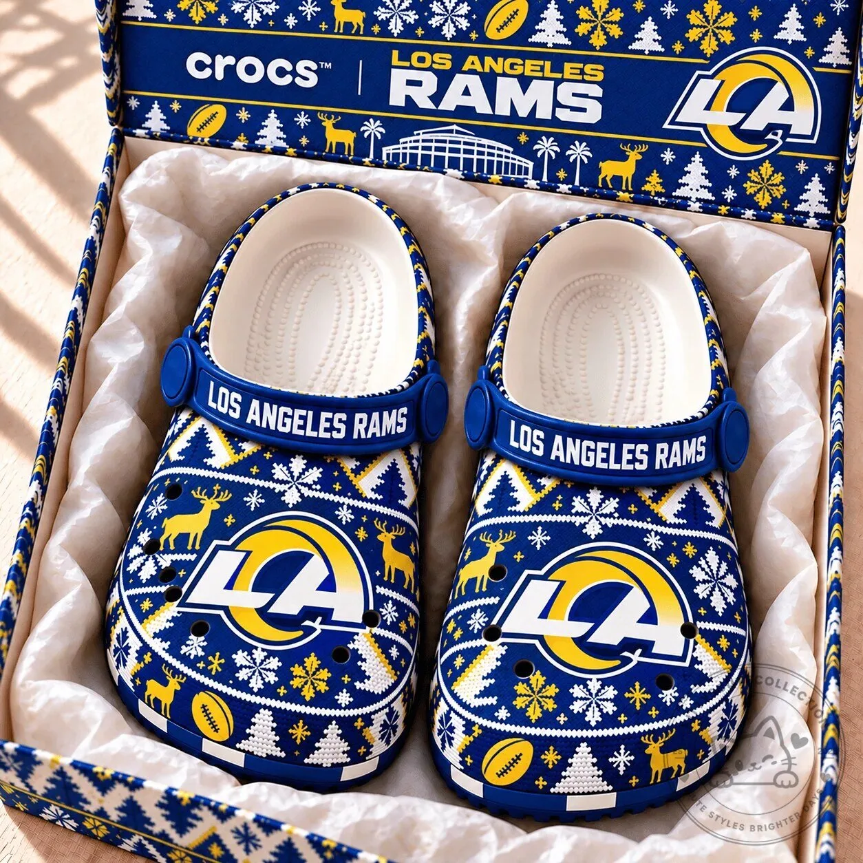 Los Angeles Rams NFL Football Christmas Holiday Crocs Shoes