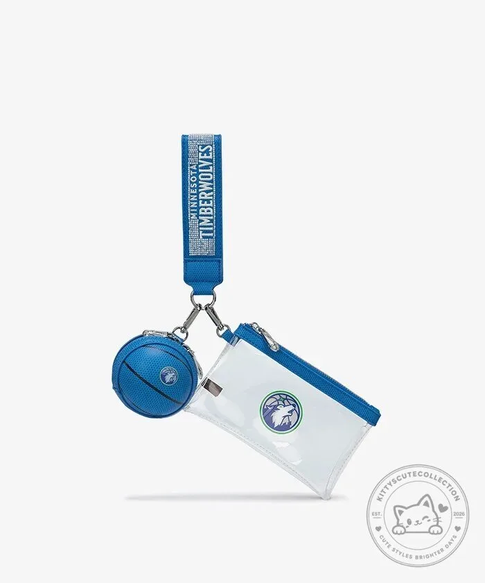 Minnesota Timberwolves Basketball Team Clear Wristlet Key Chain Set