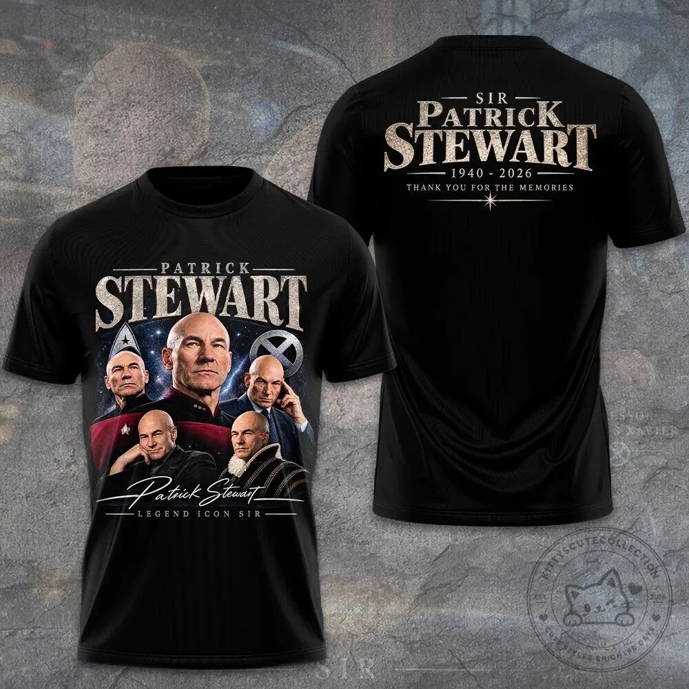 Sir Patrick Stewart Legend Icon Thank You For The Memories Black T-Shirt