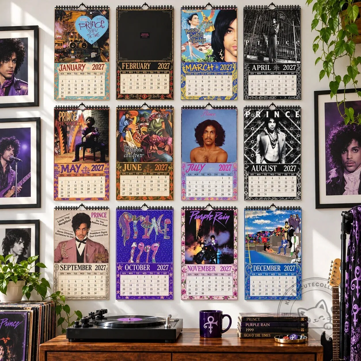 Prince Rogers Nelson Album Covers Wall Calendar 2027 Music Fan Gift 2D